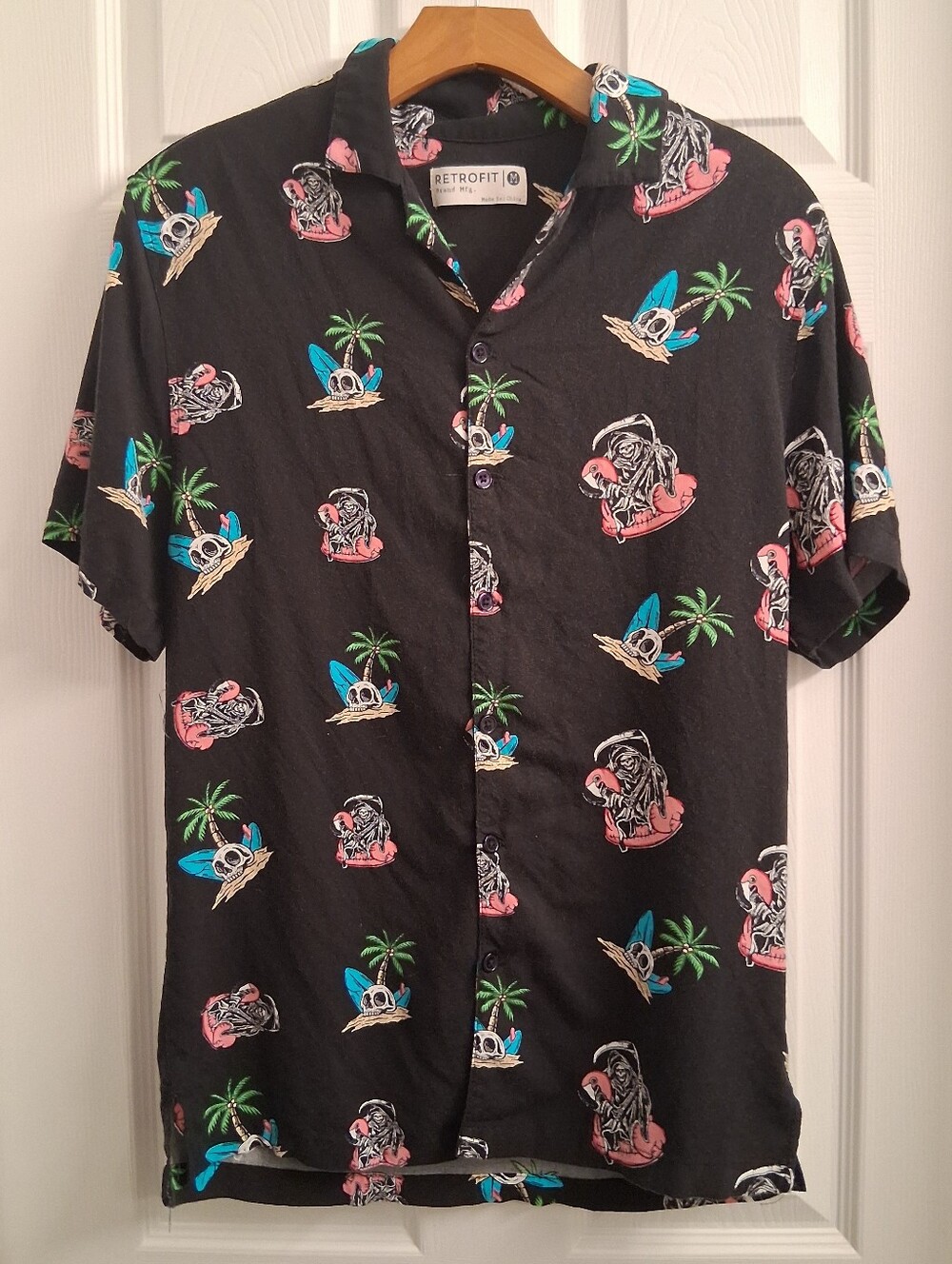 Retrofit Fun Skeleton Button Down Medium